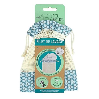 Feel Natural - Filet de Lavage pour Lingettes Démaquillantes : Disques et Carrés - Pour Lavage en Machine ou à la Main - Sac 100% Coton