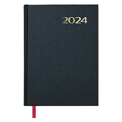 Dohe January 2024 December 2024 Mid Day to View Calendar 2024 Medium 14 x 20 cm 288 Pages Stitched Hard Cover Black Syntex Model