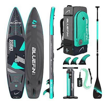 Bluefin SUP Cruise Carbon 12 Opblaasbaar Paddleboardboard voor VolwassenenCruise Carbon Veilig en Makkelijk Mee Te Nemen Carbon Accessoires Inbegrepen,12 Pack,Zwarte Ridder