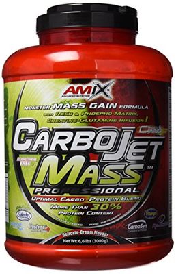 AMIX - Complemento alimentar - Carbojet Mass Professional - carboidratos e proteínas para aumentar a massa muscular - concentrado de proteção de soro - recuperação muscular - frutas da floresta - 3 kg