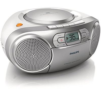 Philips Boombox AZ127/12 Leitor de CD cassete rádio FM e entrada de áudio portátil