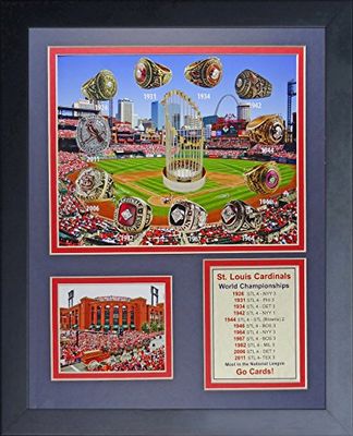 Legends Never Die St. Louis Cardinals World Series ringen en kampioenschappen collage fotolijst, 11 "x 14"