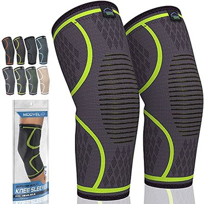 MODVEL Kniebraces voor kniepijn voor dames en heren, set van 2 kniebrace voor kniepijnset, kniebrace compressie mouw, kniebraces voor kniepijn, meniscusscheur, ACL & artritis pijnverlichting