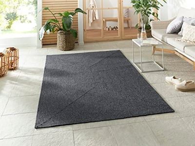 NORTHRUGS Trenzado, tappeto per interni ed esterni, design moderno, realizzato a mano, per balcone, terrazza, giardino, soggiorno, durevole, facile da pulire, grigio scuro, 160 x 230 cm