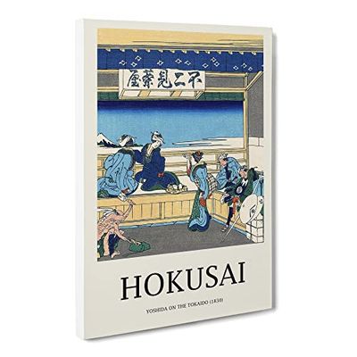 Yoshida At Tokaido By Katsushika Hokusai Exhibition Museum Asian Japanese Canvas Wall Art Print Ready to Hang, Framed Picture for Living Room Bedroom Home Office Décor, 30x20 Inch (76x50 cm)