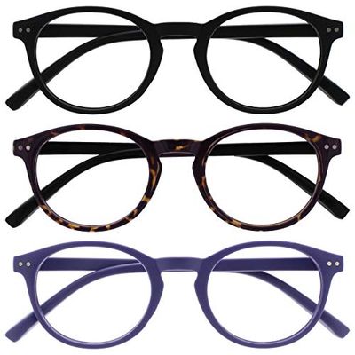 OPULIZE Zen 3 Pacco Occhiali Da Lettura Nero Buio Marrone Porpora Piccolo Uomo Donna RRR24-125 +3,50