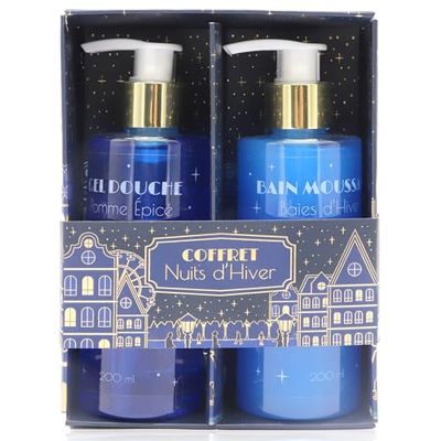 Cofanetto Duo da bagno con notti invernali, gel doccia profumato, 200 ml e sali da bagno 100 g, per il tempo di relax, regalo da donna, cura del corpo, pelle - rituale bagno coccooning rilassante