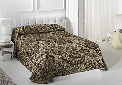 VIALMAN Sofia 29 lätt boutiöverkast med kashmirdesign för äktenskapssäng på 180 och 200 cm, 180 och 200 cm, paisley-täcke 270 x 270 cm, brun