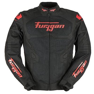 Furygan Motorcykeljacka för män ATOM VENTED EVO – utökad axel- och armbågsskydd D3O – andas – justerbara ärmar – olika storlekar, svart-röd, 3XL