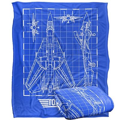 Top Gun Blanket, 152 x 127 cm Plane Blueprint Silky Touch Super Soft Throw Blanket
