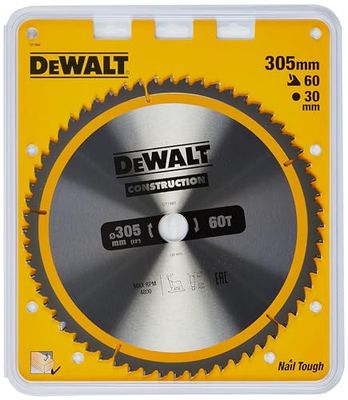 DEWALT DT1960-QZ Lâmina para serra circular estacionária 305 x 30 mm, tipo de dentagem ATB, ângulo de aperto - 5º, espessura 2 mm, 60 dentes