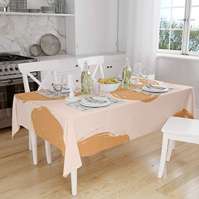 Bonamaison, Anti-moisissure, Séchage Rapide, Résistant aux Taches, Lavable en Machine, 100% Polyester Nappe de Table, Orange, Blanc cassé, 140 x 160 Cm - Conçu et Fabriqué en Turquie