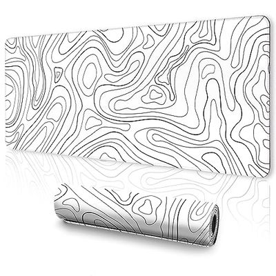 UJoowalk White Topographic Mouse Pad Large - Gaming XL Mousepad for Keyboard, Desk Mat, 31.5 x 11.8 in, Minimalist Contour for Office