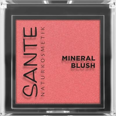 SANTE Naturkosmetik Mineral blush 01 ros, högpigmenterad rouge med ekologisk acaiolja för en strålande hy, delikat skimmer och lätt att blända, 5 g