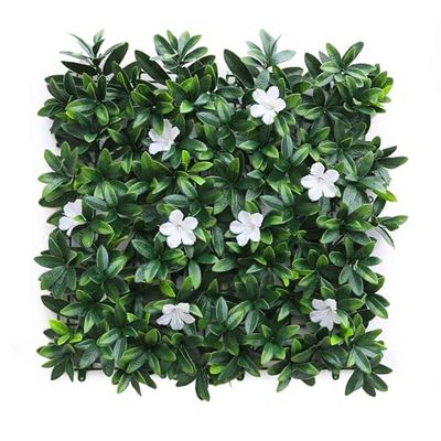 Well Home Artificial Vertical Garden, Hedge Panel 100 x 100 cm, for Indoor and Outdoor Decoration – Green Leaves and White Flowers