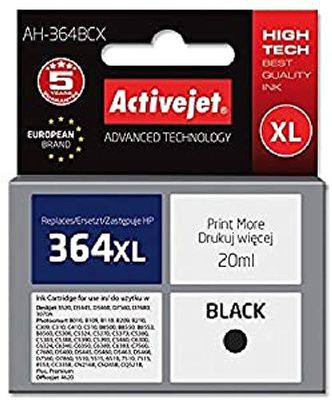 TINTA ACTIVEJET AH-364BCX (REEMPLAZO DE HP 364XL CN684EE - PREMIUM - 20 ML - NEGRA)