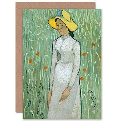 Artery8 Vincent Van Gogh Girl In White Painting Fine Art Greeting Card Plus Envelope Blank Inside