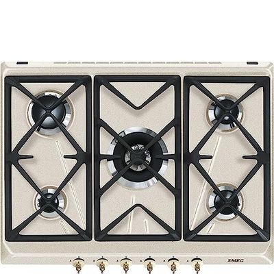 SMEG SRV876AVOGH2, placa de gás COLONIAL, castanho claro (brass knobs)
