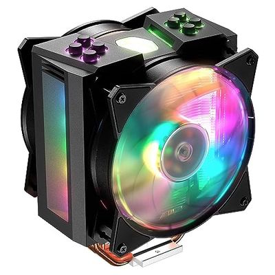 Cooler Master MasterAir MA410M ARGB CPU-luchtkoeler, aanpasbare ARGB, aluminium vinnen, Push-Pull MF120R-ventilatoren, 4 koperen warmtepijpen voor AMD Ryzen AM4, Intel LGA1200/1151 (MAM-T4PN-218PC-R1)