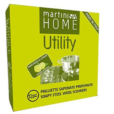 MartiniSPA Home Utility 0204B00 Pagliette Saponate Profumate al Limone, Acciaio e Sapone, Argento, 14.5x14.5x4.9 cm, 12 Unità