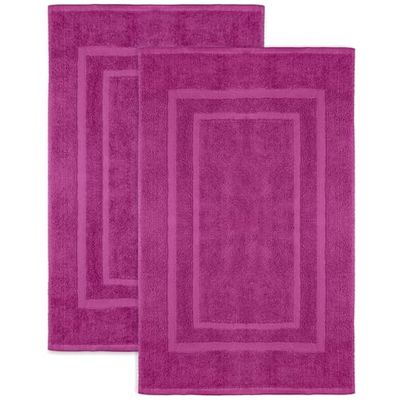 NatureMark Pack of 2 Terry Towelling Bath Mats, 50 x 80 cm, 100% Cotton, Pink