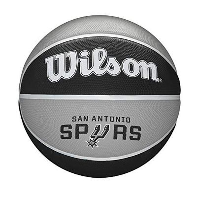 Wilson Pallone da Basket NBA TEAM TRIBUTE BSKT, Utilizzo Outdoor, Gomma, Misura 7, Grigio/Grigio Scuro (San Antonio Spurs)