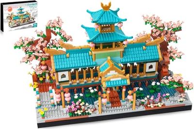 OundarM Mini Building Block for Chinese Classical Garden, Sakura Botanical Collection Building Set for Adults, 14+ Teens, Home Decor Accessories(2350 Pcs)