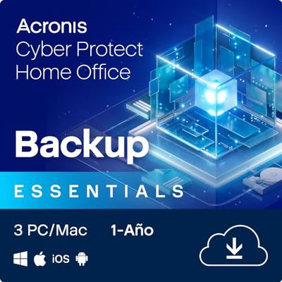 Acronis Cyber Protect Home Office 2023 , Essentials , 3 PC/Mac , 1 año , Windows/Mac/Android/iOS , Seguridad y copia de seguridad en Internet , Envio por correo electrónico