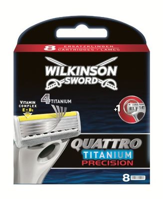 Wilkinson Sword - Quattro Titanium Précision - Lames de rasoir pour Homme - Pack de 8