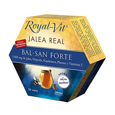 ROYAL-VIT JALEA REAL BAL-SAN FORTE - JALEA REAL ADULTOS - Defensas para Cada Día, Cuidado de las Funciones del Sistema Inmunitario - 1.000mg de Jalea, Própolis, Plantas y Vitamina C - 20 Viales