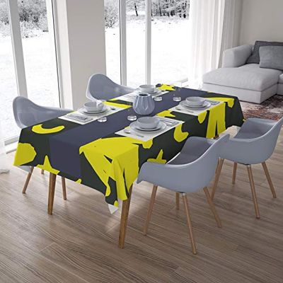 Bonamaison Tafelkleed, Anti-Mold, Sneldrogend, Waterdicht, 100% Polyester Tafellaken, Neon Geel, Rook, 140 x 200 Cm - Ontworpen en Vervaardigd in Turkije