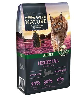 Dehner Wild Nature - Comida para Gatos Heidetal, sin Cereales, para Gatos Adultos, Conejos, 1,5 kg