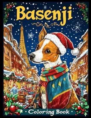 Basenji Dog Coloring Book: Basenji in a Beret and Striped Scarf Coloring Pages for Stress Relief