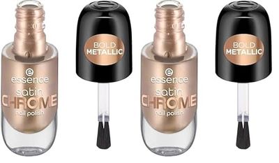 Essence Cosmetics Satin Chrome Nail Polish Vernis à Ongles, Couvrant, Résultat Rapide, Hautement Pigmenté, Métallique 8 ml (Lot de 2)