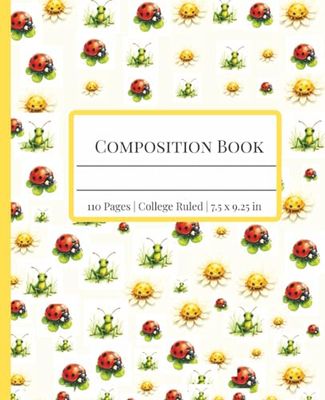 Composition Book College Ruled –: Ladybugs and Grasshoppers, Vibrant Pattern Perfect for Students & Teachers (College Ruled, 110 Pages, 7.50 x 9.25 in)