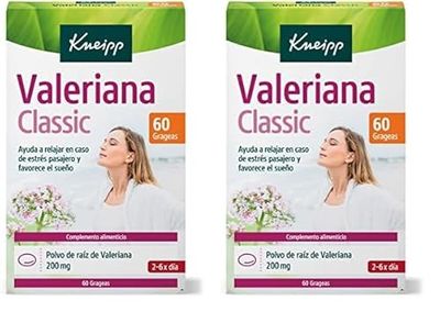 Kneipp, Valeriana Classic, Tranquilizante Natural para Dormir, Pastillas de Valeriana Relajantes, Alivian el Estrés y Favorecen el Sueño, 60 Grageas (200 mg) (Paquete de 2)