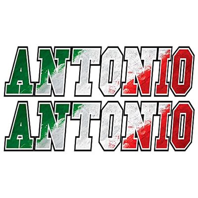 Adesivi Nome 2 Pezzi - 10 15 20 25 30 cm Kit Personalizzato - Vari Modelli disponibili (25x7 cm, Antonio, Bandiera Italiana)