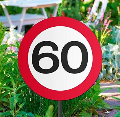 Folat- Traffic Sign-60 Years-Ø 26 cm Guirlande, 05035, Rouge/Blanc