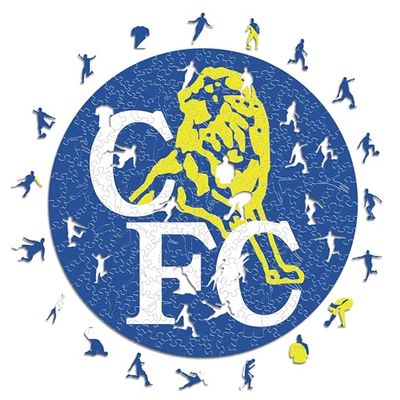 Iconic Puzzles, Chelsea Retro Logo, Prodotto Ufficiale, Puzzle di Legno per Adulti e Bambini, Legno 100% Sostenibile, Taglia L 500 Pezzi