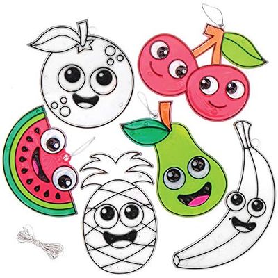 Baker Ross Atrapasol Fruta AT777 (Pack de 10) efecto de vidrio de colores para realizar y exhibir para niños