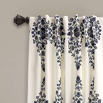 Lush Decor Keya Medallion Room Darkening Window Curtain Panel Pair, 95" Long x 52" Wide, Cream