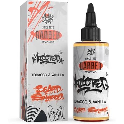Barber Marmara Tobacco & Vanilla Shampoo da barba per uomini, 100 ml, sapone da barba per barba, viso e capelli, cura della barba da uomo contro forfora e prurito, shampoo da barba Barbershop