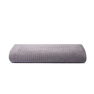 SWEET HOME - Drap de Bain Waffle 70 x 140 cm, en Pur Coton Zéro Twist - Frost Grey