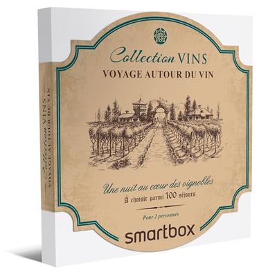 SMARTBOX - coffret cadeau couple - Voyage autour du vin - idée cadeau originale - 1 nuit, 1 petit-déjeuner et 1 atelier œnologie pour 2 personnes