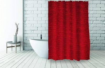 MSV douchegordijn van polyester, 180 x 200 cm, marianne, rood, 200 x 180 cm