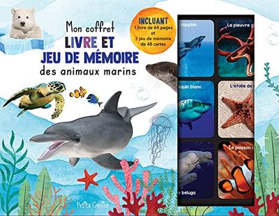 Mon coffret livre et jeu de mémoire des animaux marins: Incluant 1 livre de 64 pages et 1 jeu mémoire de 48 cartes