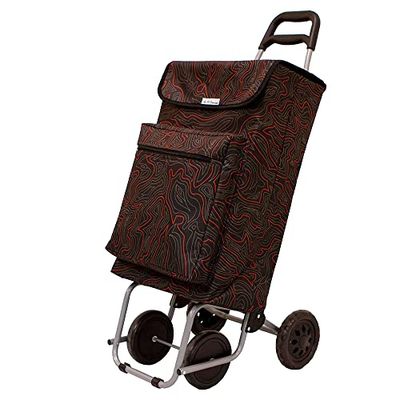 Amig - Lightweight Shopping Trolley with 4 Wheels for Easy Handling | External Freezer Pocket | 22 x 40 x 106 cm | Maximum Load of 15 kg | Capacity 48 L | Colour Black