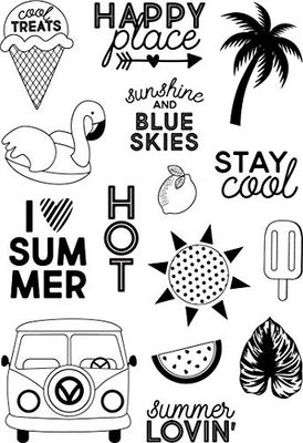 Simple Stories SI10747 Sunshine & Blue Skies – Stay Cool 4 x 6 stempli, przezroczyste stemple, S