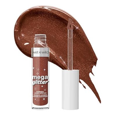 Wet n Wild Mega Glitter Shimmer Liquid Lipstick, Matte-to-Glitter Finish, Lightweight Formula Infused with Vitamin E for Nourished Lips, Comfortable Wear, Hear Me Out