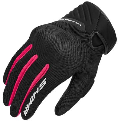 SHIMA SONIC Motorbike Gloves Women Textile Leather Short Summer Biker Armoured Protectors Motorcycle Perforated Ventilated Touchscreen Motorsport Glove Lightweight Motocross (Womens, Pink, XS)